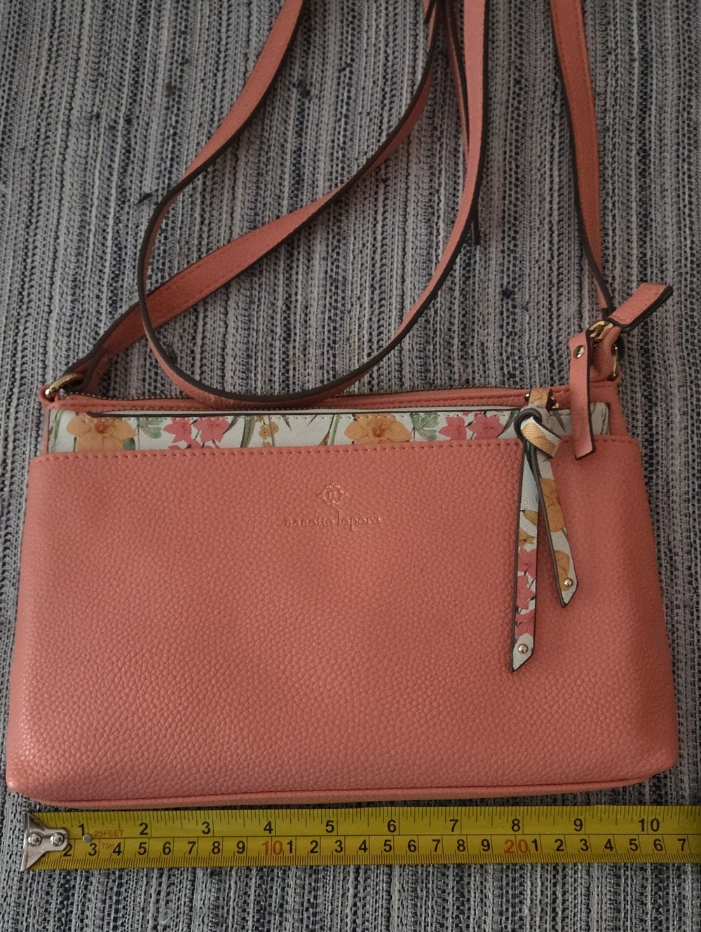 Light Coral Floral-Trim Crossbody Bag by